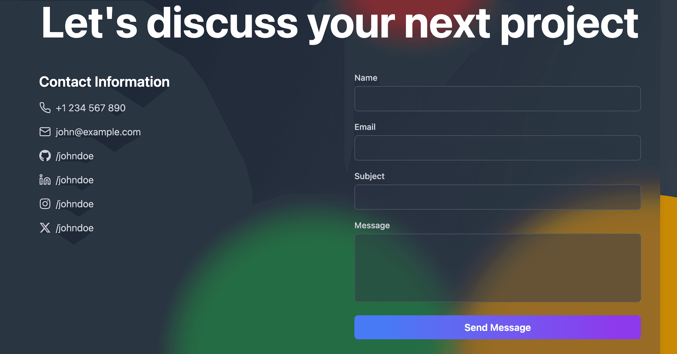 Projects Section theme example